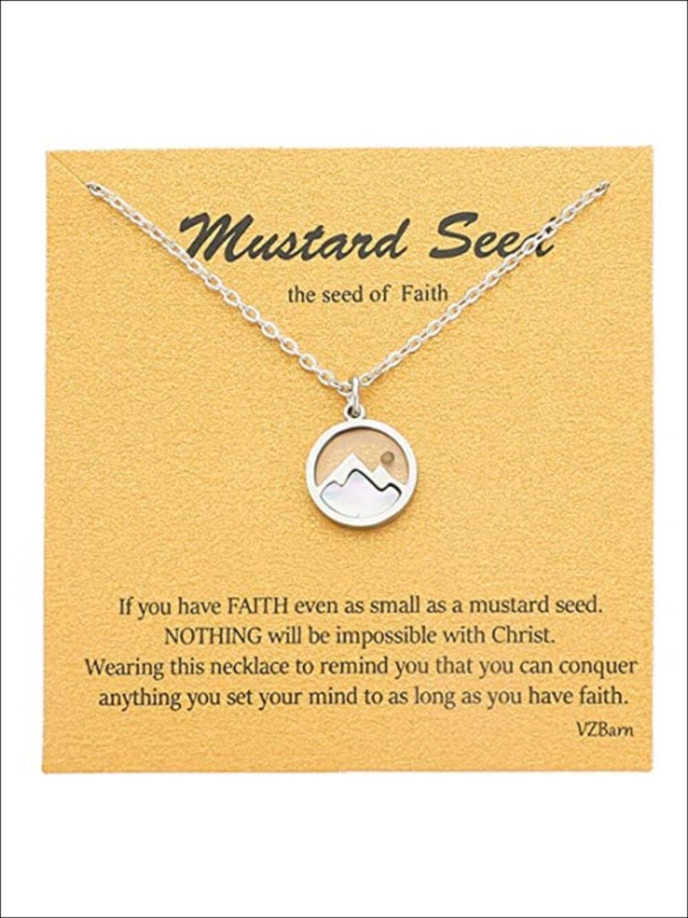 Gold Plated Stainless Steel Faith Necklace Tiny Move Mountains Charm Choker